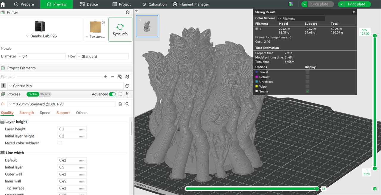 A 3D model in Bambu studio.